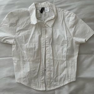 White Button-Up Corset Top